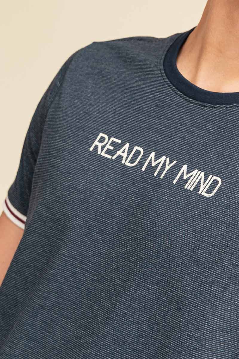 Camiseta Read my Mind manga corta con puños tejidos