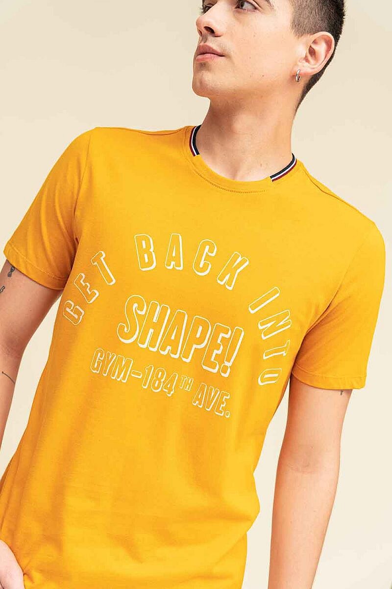 Camiseta Get Back Into Shape manga corta con cuello tejido